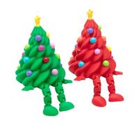 3D Printed Christmas Tree, Holiday Desktop Figurine, Christmas Decoration with Moving Legs, Cute Seasonal Figures Decoration for Bookcase, Bookshelf, Nightstand, Bedside, Bedroom, Living Room