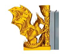 3D Printed Dragon Bookend - 3D Printed Vintage Dragon Book Ends, Heavy Duty Decorative Shelf Ornament with Intricate Detail, Desktop Sculpture, Bookshelf Decor for Home Office and Bedroom