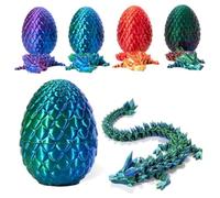 3D Printed Dragon Egg,15in Crystal Dragon,Articulated Dragon,Adults Fidget Toys for Autism/ADHD ( Size : Laser Green )
