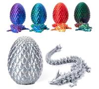3D Printed Dragon Egg,15in Crystal Dragon,Articulated Dragon,Adults Fidget Toys for Autism/ADHD (Size : Silk Silver)