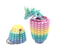 3D Printed Dragon, Novelty Keychain Pendant, Stress Support Fidget Toy, Lightweight Pressure Build, Perfect for Bags and Present, 1.93x0.98x0.71 inches, Multicolor, 1 Piece