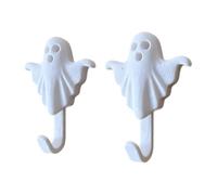 3D Printed Ghost Wall Hook White Decorative Storage Organizer for Entryway | Crafted from durable PLA plastic, this white ghost hanger offers heavy duty support for keys or hats in any room 1 Pair