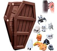 3D Printed Halloween Mystery Coffin Countdown, Halloween Mystery Coffin Countdown Gift Box, Contents Small Cute Various Spooky Accessories 13 Days of Spooky Minis Advent Calendar(marron)