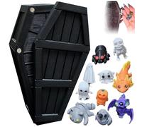 3D Printed Halloween Mystery Coffin Countdown, Halloween Mystery Coffin Countdown Gift Box, Contents Small Cute Various Spooky Accessories 13 Days of Spooky Minis Advent Calendar(Noir)