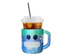 3d Printed Ice Cream Pint Holder, Smiling Face Dessert Container, Two Spoons, 15x12x14cm, Reusable Cold Treat Storage, for Home, Outdoor Picnic, Travel, Workplace, Hot Weather Use Simplifying Dessert