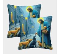 3D Printed Jésus - Religion Housses De Coussin Décoratives Avec Fermeture Éclair Dissimulée Taie D'oreiller Décoratif Housse De Coussin Carré Pour Chambre, Canapé, Chaise, Lit,Jardin 45x45cm