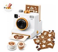 3D Printed Latte Art Camera,Manual Coffee Printer with Stencil Cards，White | Latte art Printer with Stencil Cards, One-Click Coffee Art Machine for Cappuccino Milk Foam Cafes Drink Decorating, Reusable