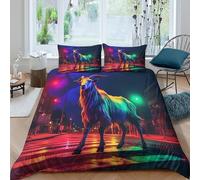3D Printed Loup Arc-en-ciel Housse de Couette, Microfibre Cache Fermeture