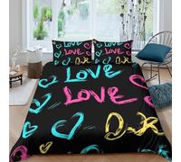 3D Printed Love Cœurs Housse de Couette, Microfiber Housse de Confort
