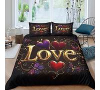 3D Printed Love Housse de Couette, Microfibre Comforter Cover Fermeture