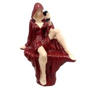 3D-Printed Midnight Reader Statue - Gothic Hooded Wine Bookshelf Decor | 4.72x3.93x2.75" | 3D-Printed Midnight Reader Statue | Gothic Hooded Lady Figurine Holding Wine Glass For Dark Academia Decor