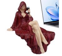 3D-Printed Midnight Reader Statue - Gothic Hooded Wine Bookshelf Decor | 4.72x3.93x2.75" | 3D-Printed Midnight Reader Statue | Gothic Hooded Lady Figurine Holding Wine Glass For Dark Academia Decor