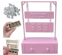 3D Printed Reading Goal Display Sign Up to 999 Books, 3D Printed Hanging Book Counter with Digital Storage, Desktop Reading Challenge Gift for Readers,Writers (Pink, 10*4.3*13.7cm/3.94*1.7*5.4in)