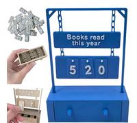 3D Printed Reading Goal Display Sign Up to 999 Books, 3D Printed Hanging Book Counter with Digital Storage, Desktop Reading Challenge Gift for Readers,Writers (Blue A, 10*4.3*13.7cm/3.94*1.7*5.4in)