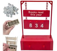 3D Printed Reading Goal Display Sign Up to 999 Books, 3D Printed Hanging Book Counter with Digital Storage, Desktop Reading Challenge Gift for Readers,Writers (Red, 10*4.3*13.7cm/3.94*1.7*5.4in)
