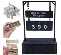 3D Printed Reading Goal Display Sign Up to 999 Books, 3D Printed Hanging Book Counter with Digital Storage, Desktop Reading Challenge Gift for Readers,Writers (Black, 10*4.3*13.7cm/3.94*1.7*5.4in)