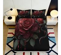 3D Printed Rose Serpent Drap Housse, Microfibre Couvre-lit, Antidérapant
