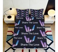 3D Printed Share The Love Drap Housse Microfibre, Protège-Lit, Antidérapant