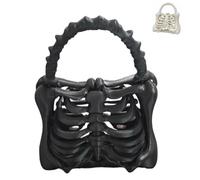 3D Printed Skeleton Bone Bag, Gothic Skeleton Purse, Spooky Ribcage Handbag, Bag of Bones Halloween, Fashion Gothic Halloween Skull Shoulder Bag, Dark Aesthetic Accessory (black)