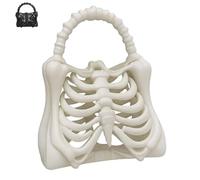 3D Printed Skeleton Bone Bag, Gothic Skeleton Purse, Spooky Ribcage Handbag, Bag of Bones Halloween, Fashion Gothic Halloween Skull Shoulder Bag, Dark Aesthetic Accessory (white)