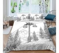 3D Printed Téléphérique Duvet Cover, Microfibre Bedding Cover Fermeture