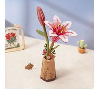 3D Puzzle en bois - ROBOTIME ROKR DIY Kits mécaniques fleur de lys rose en bois