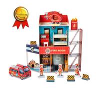 3D puzzle en trois dimensions caserne de pompiers bâtiment modèle garçon étudiant cadeau parent-enfant à la main bricolage jouets
