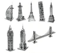 3D Puzzle Métallique à Assembler, Puzzle Métallique en Acier Inoxydable DIY, Modèle d'Architecture, Sans Colle Nécessaire, Cadeau de Noël, Ornement Décoratif, Statue de la Liberté, Big Ben, Phare, Gol