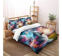 3D Rainbow Cloud Chien Parure De Lit pour Garçon Et Adolescent 3 Pcs Décoration De Chambre À Coucher Taies D'oreillers avec Fermeture Éclair Double(200x200cm)