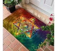 3D Rainbow Sacred Geometry Floor Mat - Indoor and Outdoor Absorbent Foot Mat Suitable for Home Decoration, Durable and Stylish-40x60cm