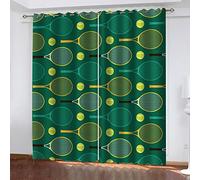 3D Raquette De Tennis Verte Motif Rideaux Occultants Isolants L 140 X H 260 cm Lot De 2 Rideaux Occultants Thermiques Pour Chambre Et Salon Thermiques Isolants Phonique, Rideau Opaque A Oeillets