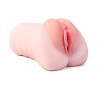 -3D Realistic Pussey Soft Silicone Artificiel Vigina Device For Male With 2 Entries Massage Cup Men's Male Adult Toys, Gift Men Skin-Like Silica Gel Delay Trainer, Belt Underwear J9E