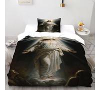 3D Résurrection du Christ Parure De Lit pour Garçon Et Adolescent 2 Pièces Qualité Supérieure avec 1 Taies d'oreiller avec Fermeture Éclair Single（135x200cm）