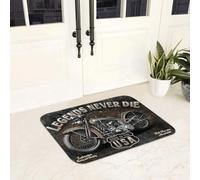 3D Retro Legends Never Die Pattern Motorcycle Club Paillassons antidérapants Tapis de Sol Moquette pour entrée de Cuisine Tapis de Pied sur Balcon - 60x90cm