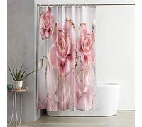 3D Rideau de Douche Rideau de Bain, Chickw1 Rose Impression Imperméable Anti-moisissure Tissu Lavable Rideau avec 12 Crochets pour Salle de Bain Baignoire (150x180cm,Fleurs Roses)