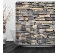 3D Rideau Douche Anti Moisissure Mur de Briques Rideau de Salle Bain 180x180 Tissu Polyester Imperméable Ferme de Campagne Rideaux Baignoire Lavable avec Crochets 1138c