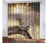 3D Rideau Isolant Thermique Rideau Animal Léopard Rideaux Chambre Adulte pour Décoration Salon Grommet/Chambre d'enfant Rideau/Protection Contre Les UV/Intimité 2 X 91.5 X 214 Cm -1P4U0N7Y5K0H4K9D