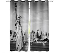 3D Rideau Occultant États-Unis New York Rideaux Adultes Enfants, États-Unis New York Rideau Isolant Thermique Draperies à Oeillets, Chambre Coucher et Salon Rideaux 2 x 91.5 x 214 cm LxH q7494