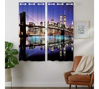 3D Rideau Occultant New York Rideaux Adultes Enfants, New York Rideau Isolant Thermique Draperies à Oeillets, Chambre Coucher et Salon Décoration Rideaux 2 x 75 x 166 cm LxH w5156