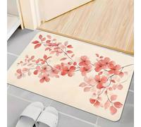 3D Romantic Cherry Blossom Leaf Pattern Floor Mat, Polyester Fabric, Machine Washable, Suitable for Bedroom and Living room-50x80cm