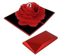 3D Rose Bague Boîte, 3D Rose Anneau Boîte, Rose Boîte de Bague Pop Up Fleur Boîte à Bijoux et Présentoirs Ring Gift Box Fiançailles Ringbox Coffrets Cadeaux pour Saint Valentin Anniversaire (Rouge)