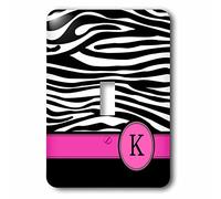 3D Rose LSP_154282_1 Lettre K Monogrammé Zébré Imprimé animal avec interrupteur Initiale Personnalisable Noir/Blanc
