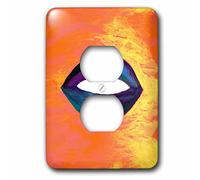 3D Rose lsp_245344_6 Lèvres bleu-vert et violet sur fond métallique doré orange et rose 2 prises de prise de courant Multicolore