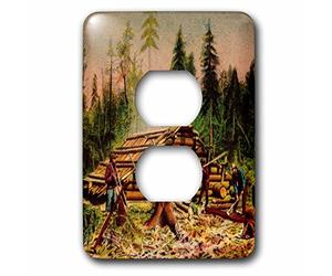 3D Rose lsp_246224_6 Camp de bois d'histoire canadienne dans les colonies Vintage 2 prises de prises Multicolore