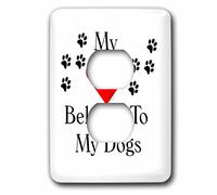 3D Rose lsp_252693_6 Image of My Heart Belongs To My Dogs with Pat' Prints Couvercle de prise de courant 2 prises Multicolore