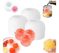 3d Rose Shape Ice Cube Mold, Rose Ice Cube Mold For Cocktails, Reusable Rrose Shape Frozen, Molds Tray For Whiskey, Cocktails, Homemade Juice (3S)