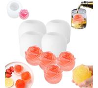 3d Rose Shape Ice Cube Mold, Rose Ice Cube Mold For Cocktails, Reusable Rrose Shape Frozen, Molds Tray For Whiskey, Cocktails, Homemade Juice (4XS)