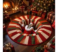 3D Rugs Optical Illusion Christmas, 3D Christmas Rugs Round Mat，A：50cm
