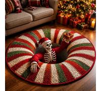 3D Rugs Optical Illusion Christmas, 3D Christmas Rugs Round Mat，B：80cm