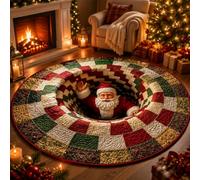 3D Rugs Optical Illusion Christmas, 3D Christmas Rugs Round Mat，C：100cm